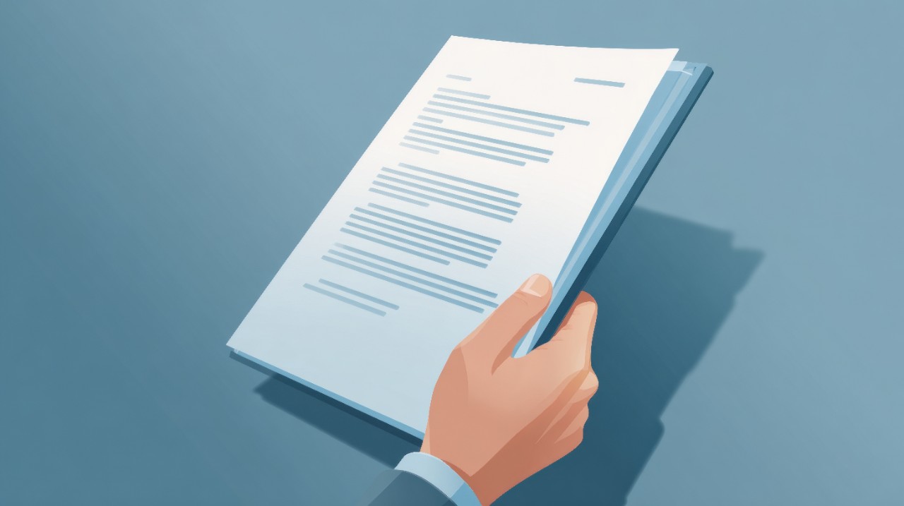 Illustration of a hand carrying a document